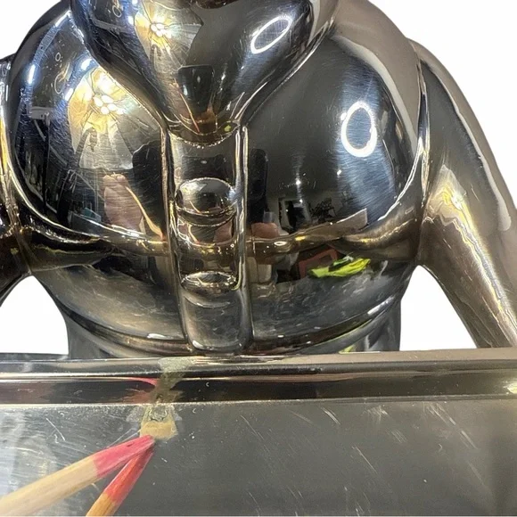 VINTAGE POTTERY BARN SILVER-PLATED SANTA CANDLE HOLDER DISH